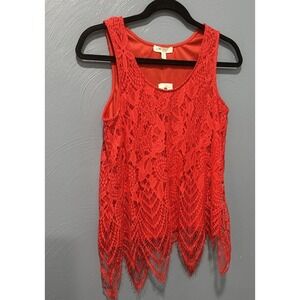 Women's Top Small Red Lace Fairy Indie Grunge Whimsigoth Vamp NWT Buckle